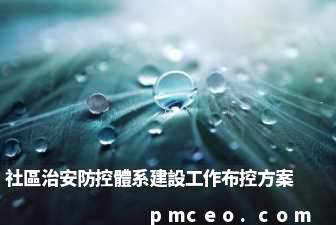 社區治安防控體系建設工作布控方案