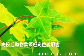 高校后勤物業領班崗位說明書